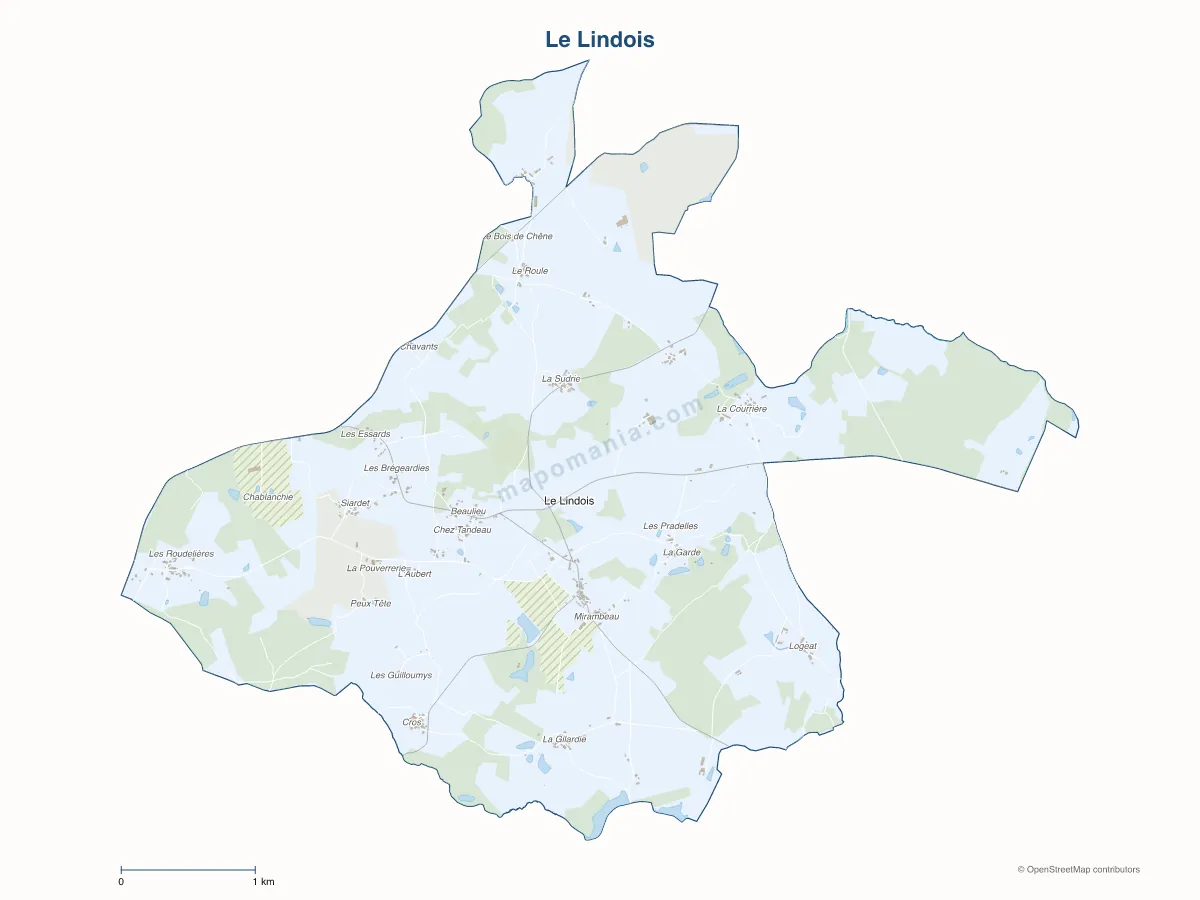 Carte de Le Lindois à personnaliser