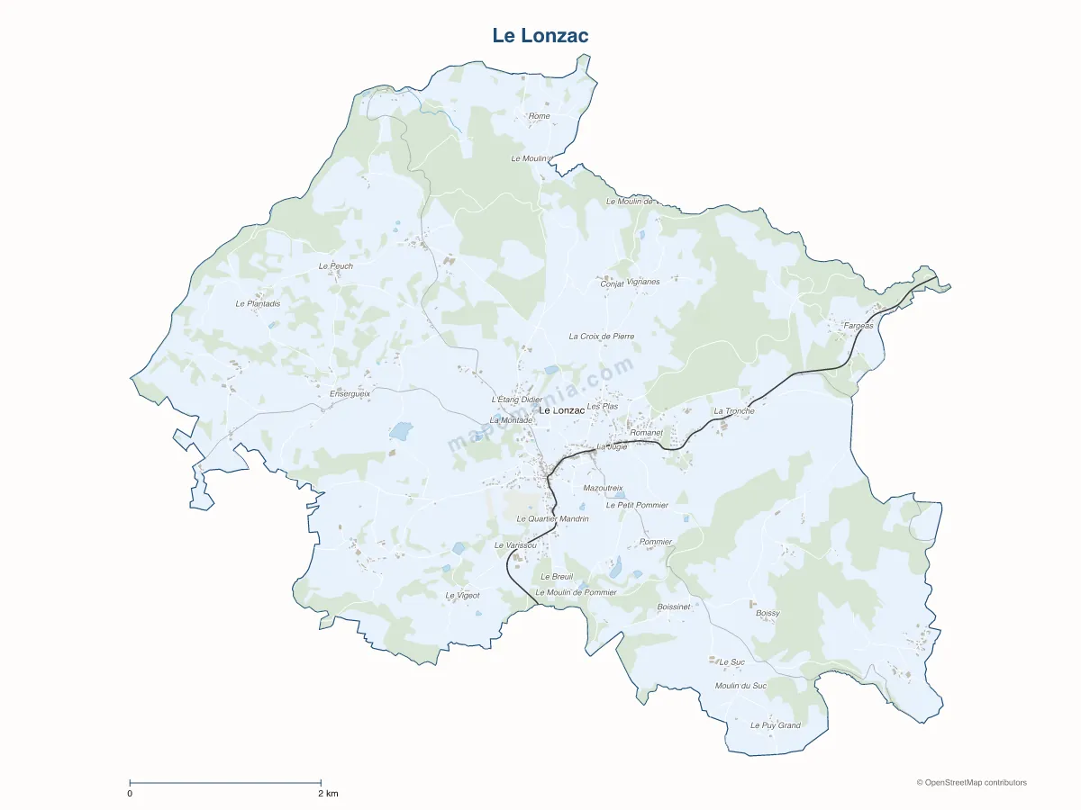 Carte de Le Lonzac à personnaliser
