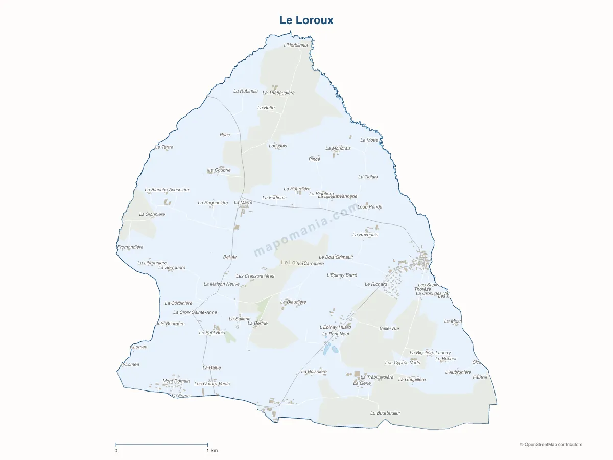 Carte de Le Loroux à personnaliser
