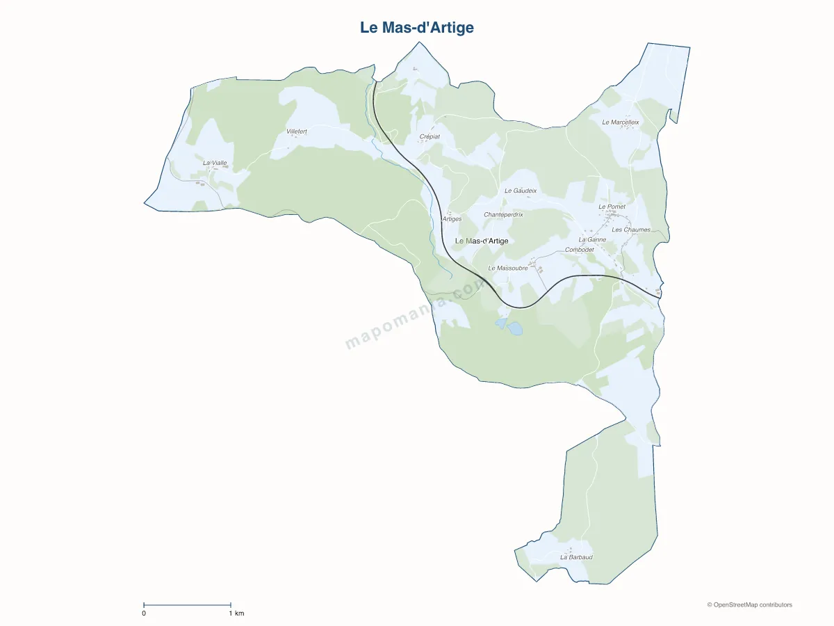 Carte de Le Mas-d'Artige à personnaliser