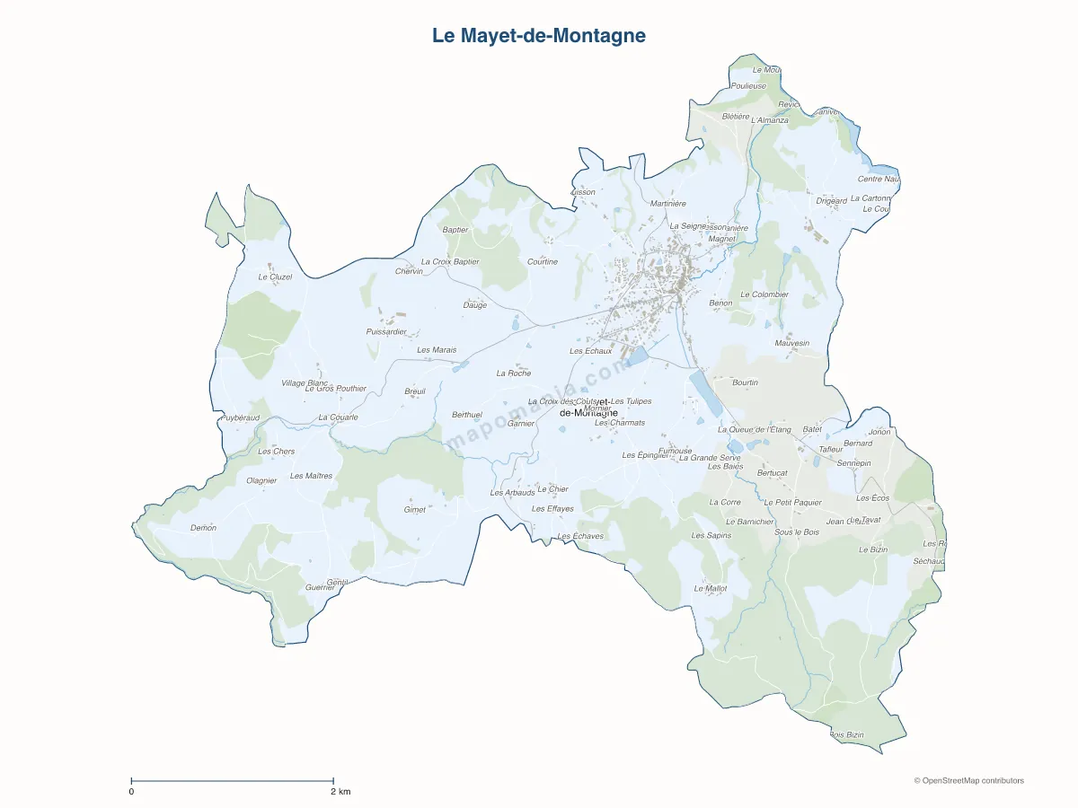 Carte de Le Mayet-de-Montagne à personnaliser