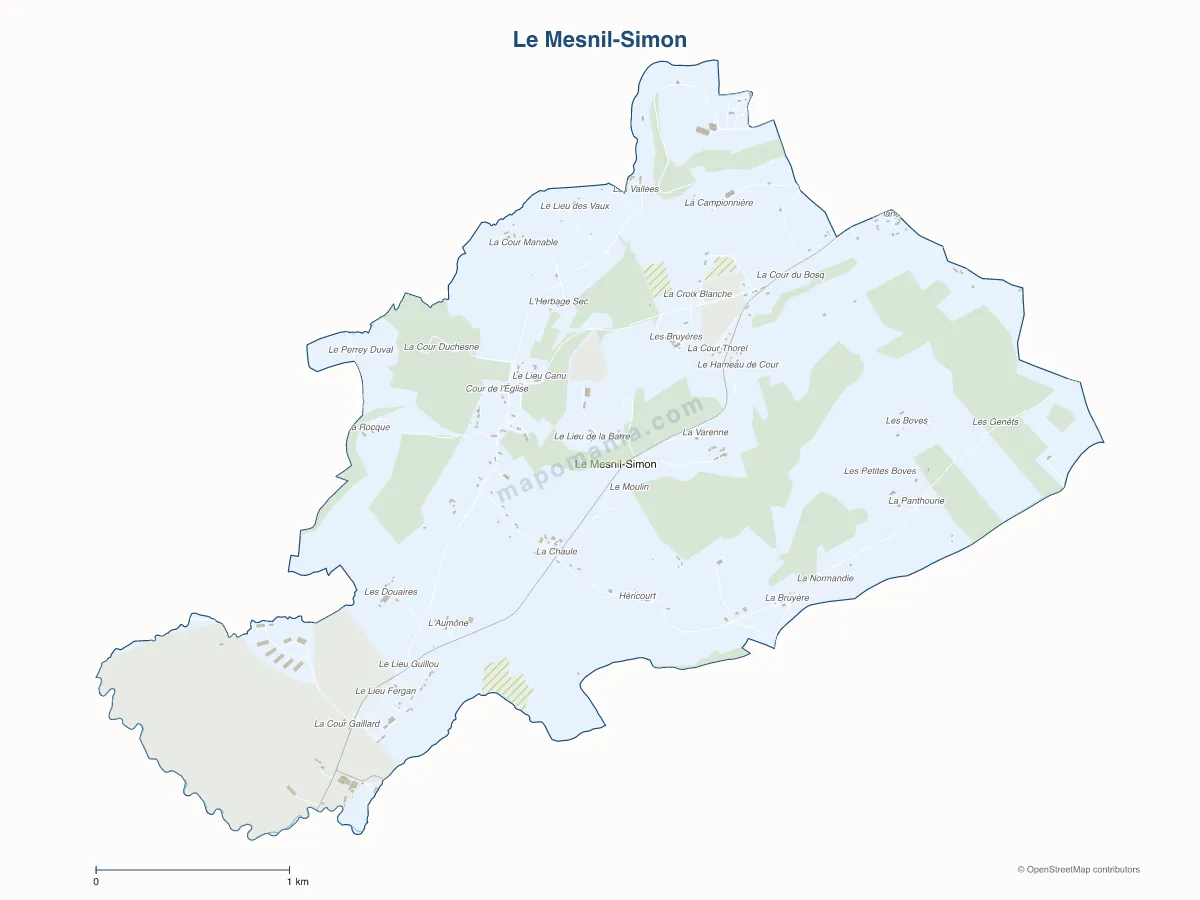 Carte de Le Mesnil-Simon à personnaliser