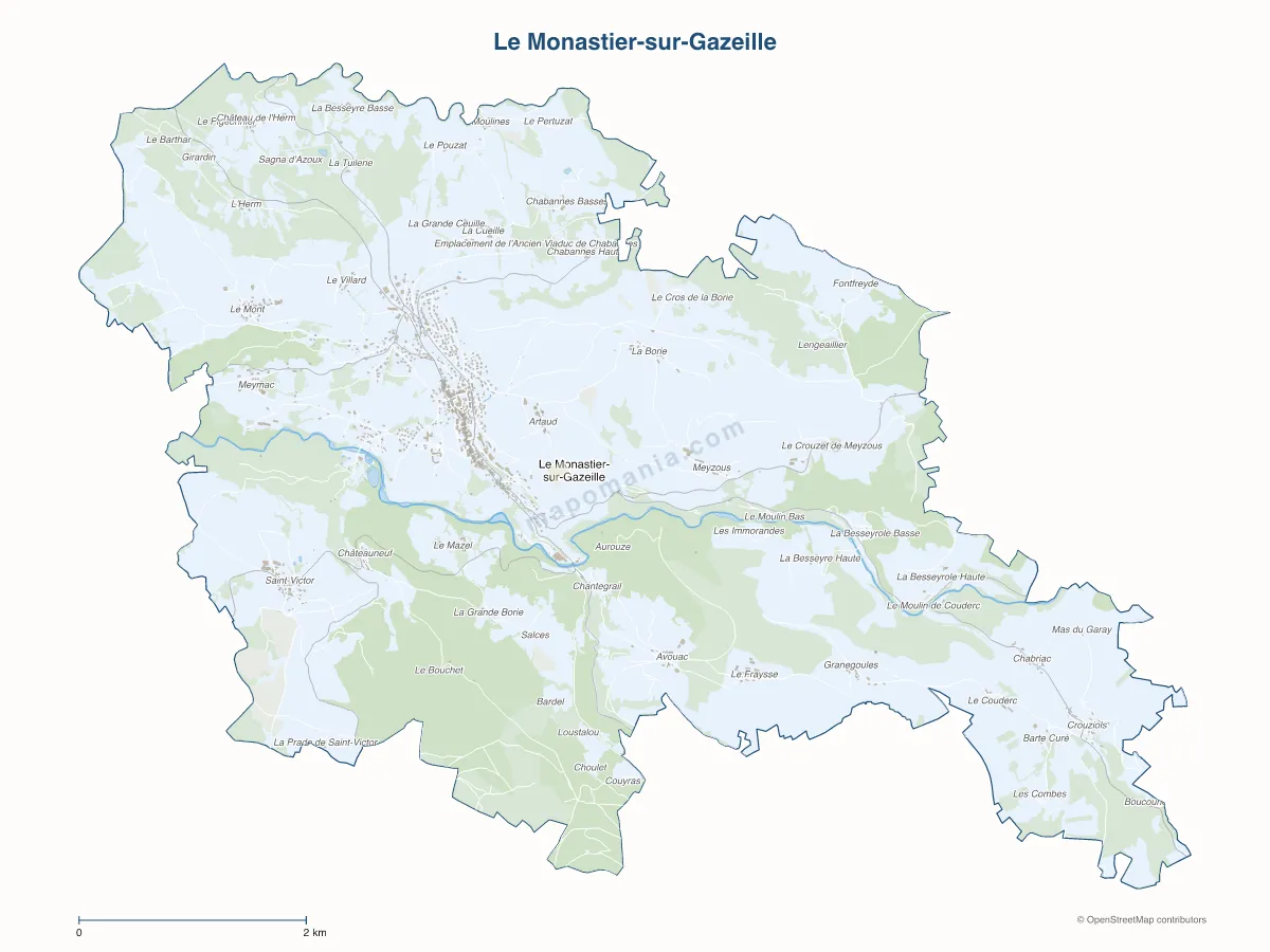 Carte de Le Monastier-sur-Gazeille à personnaliser