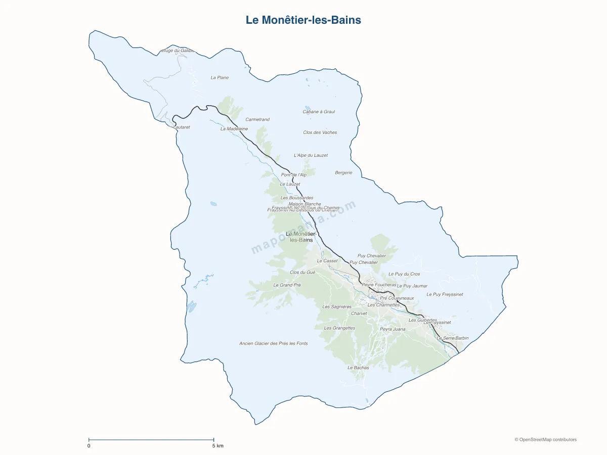 Carte de Le Monêtier-les-Bains à personnaliser
