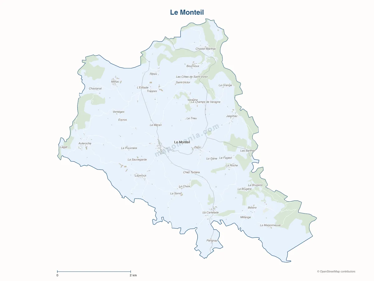 Carte de Le Monteil à personnaliser