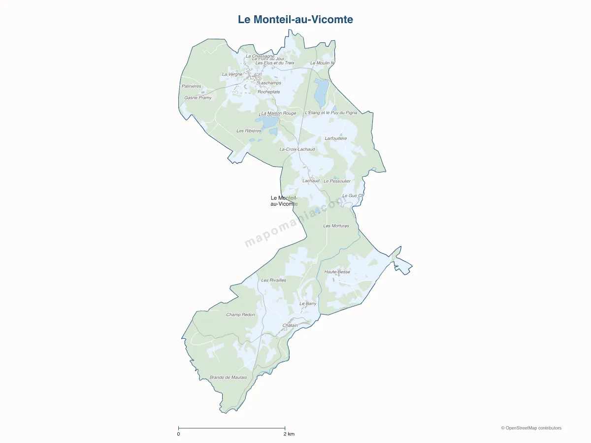 Carte de Le Monteil-au-Vicomte à personnaliser