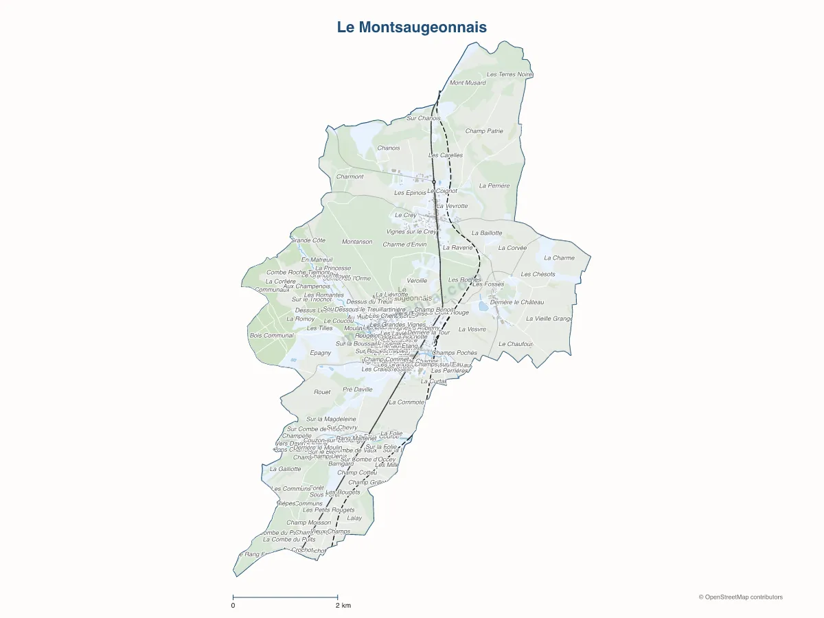 Carte de Le Montsaugeonnais à personnaliser