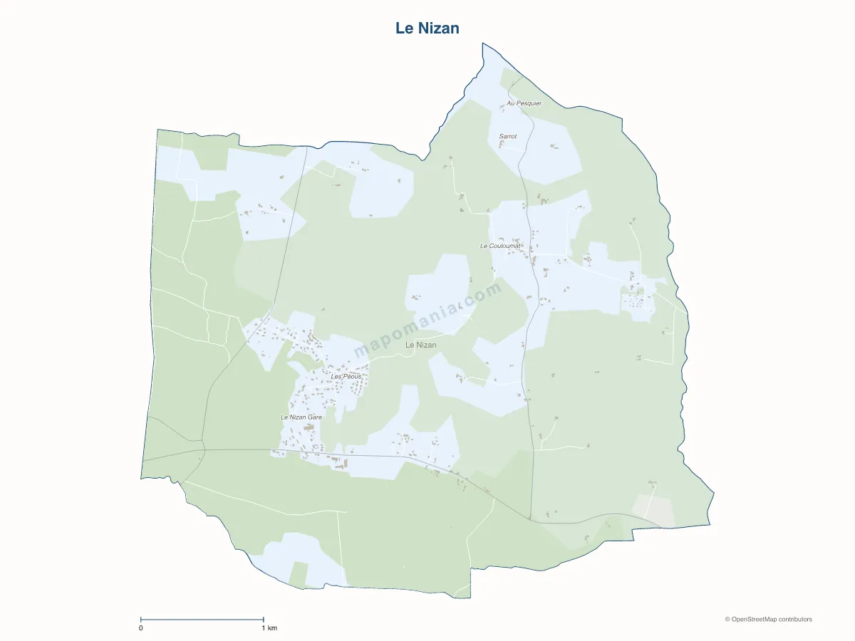 Carte de Le Nizan à personnaliser