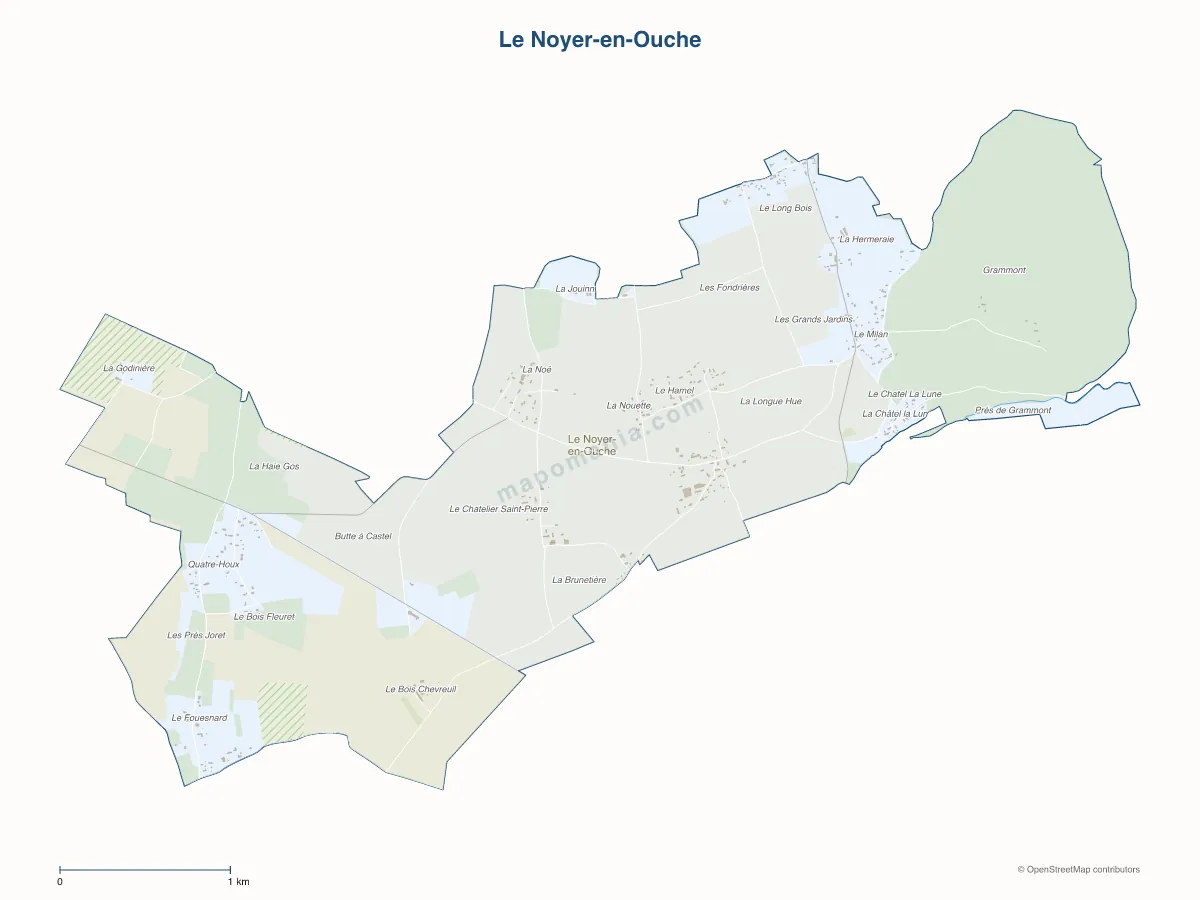 Carte de Le Noyer-en-Ouche à personnaliser