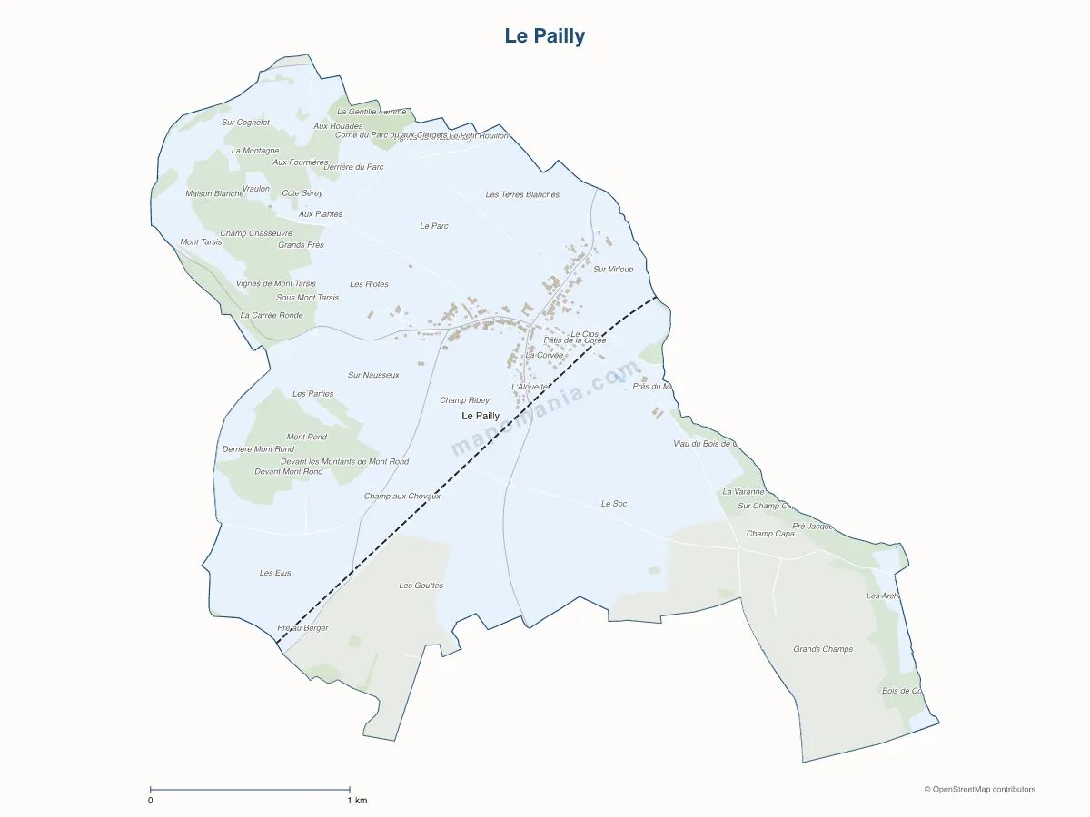 Carte de Le Pailly à personnaliser