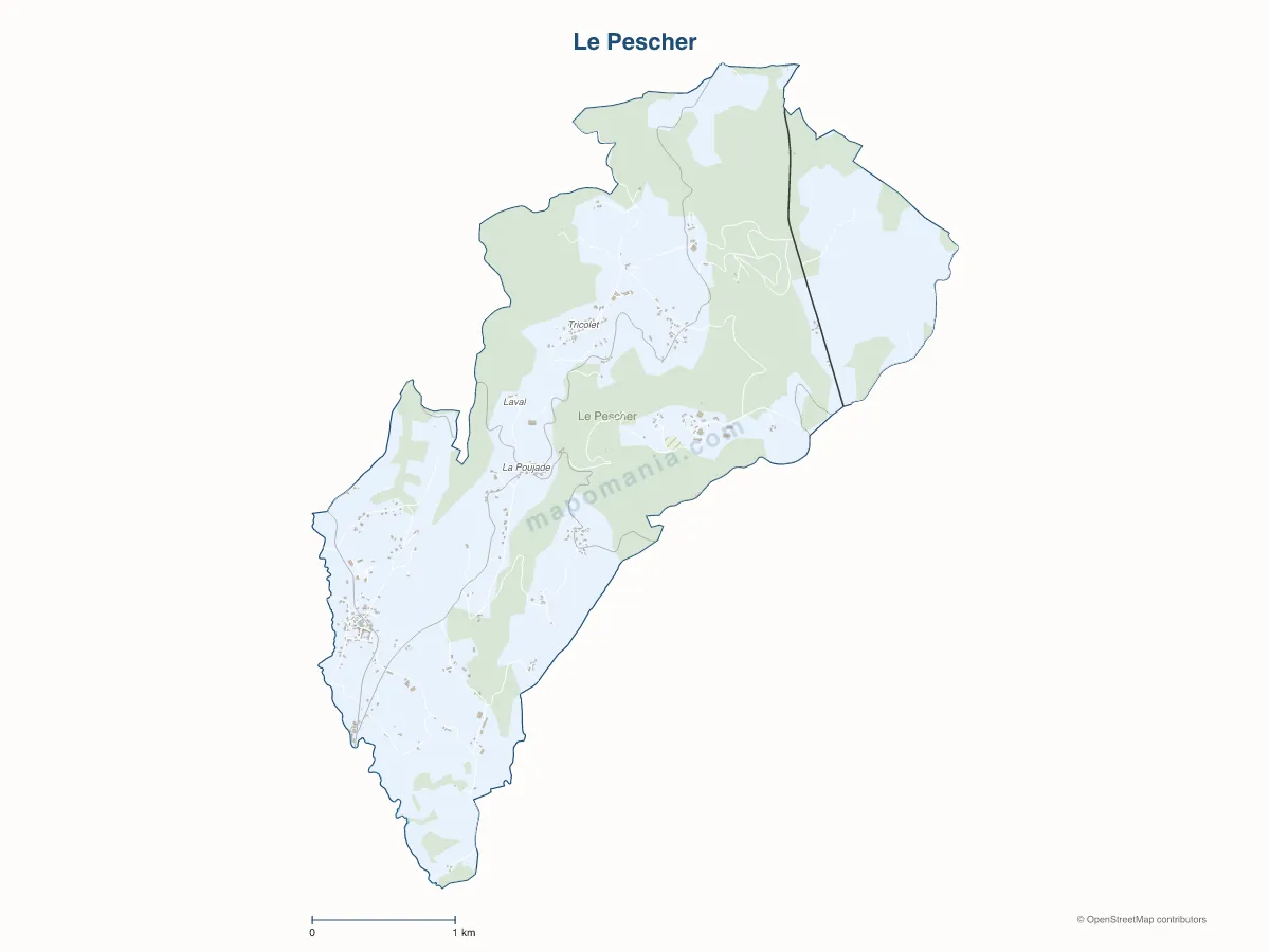 Carte de Le Pescher à personnaliser
