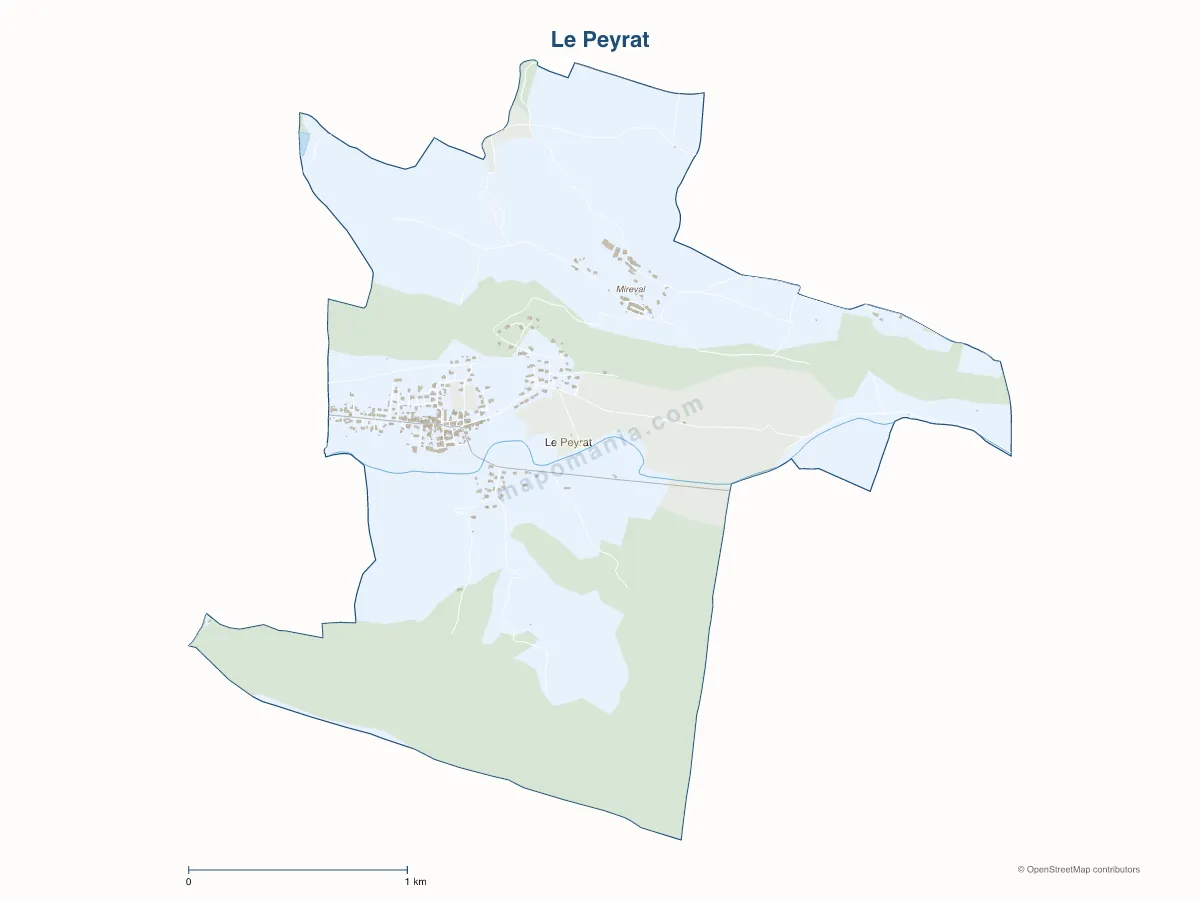 Carte de Le Peyrat à personnaliser