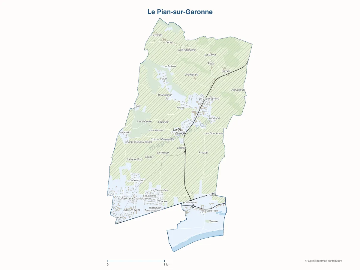 Carte de Le Pian-sur-Garonne à personnaliser