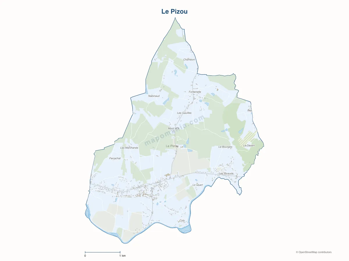 Carte de Le Pizou à personnaliser
