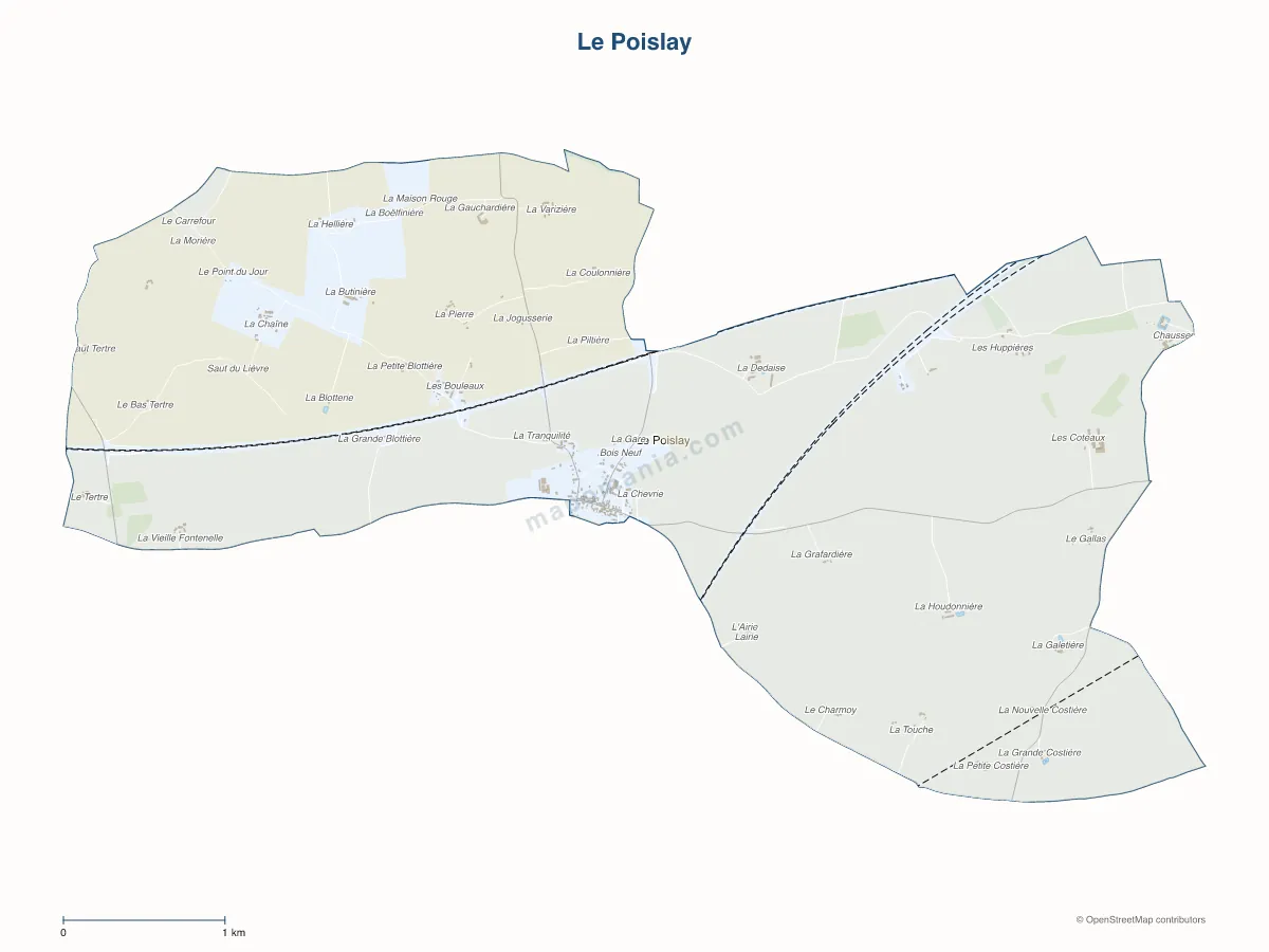 Carte de Le Poislay à personnaliser