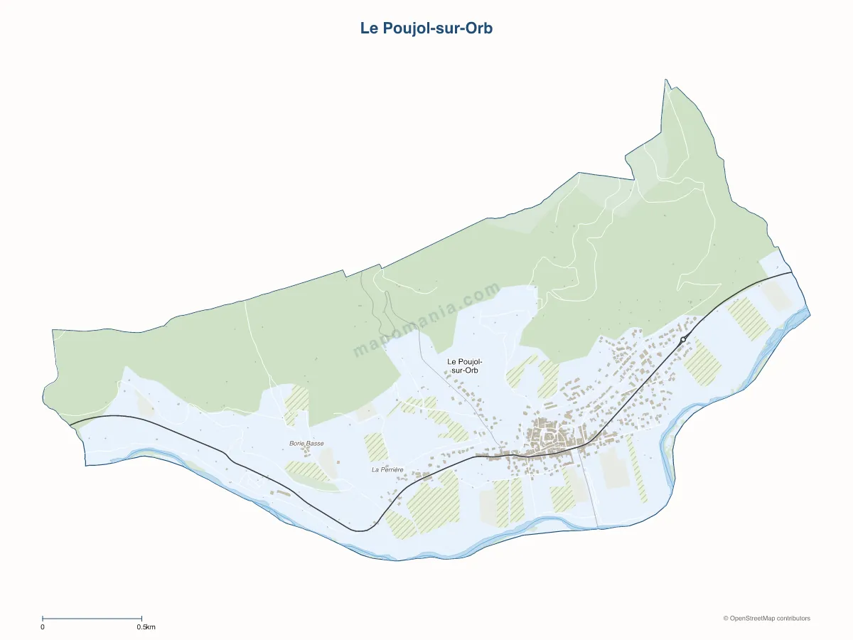 Carte de Le Poujol-sur-Orb à personnaliser