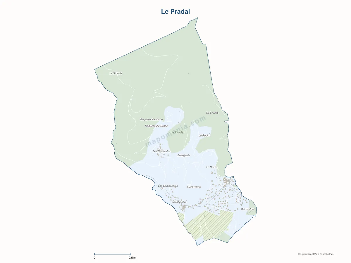 Carte de Le Pradal à personnaliser