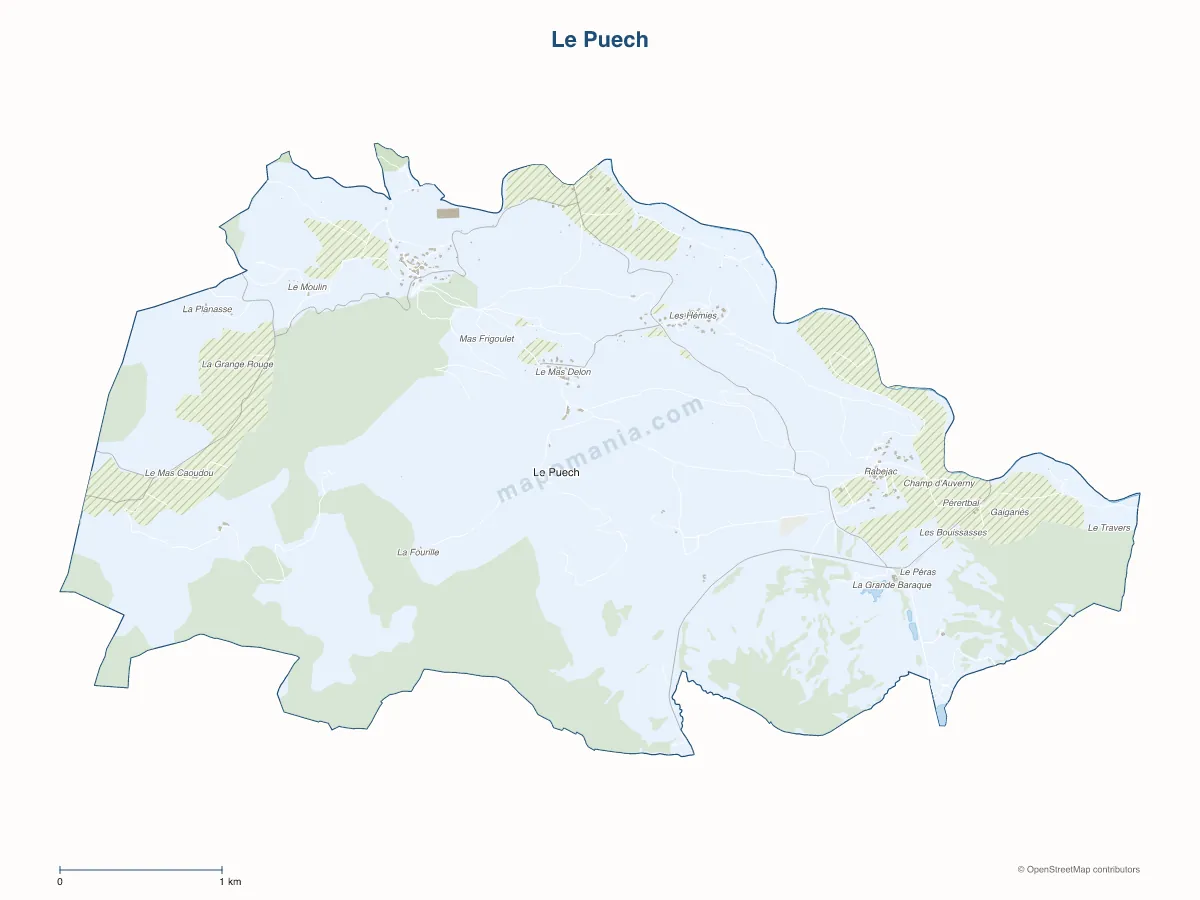 Carte de Le Puech à personnaliser