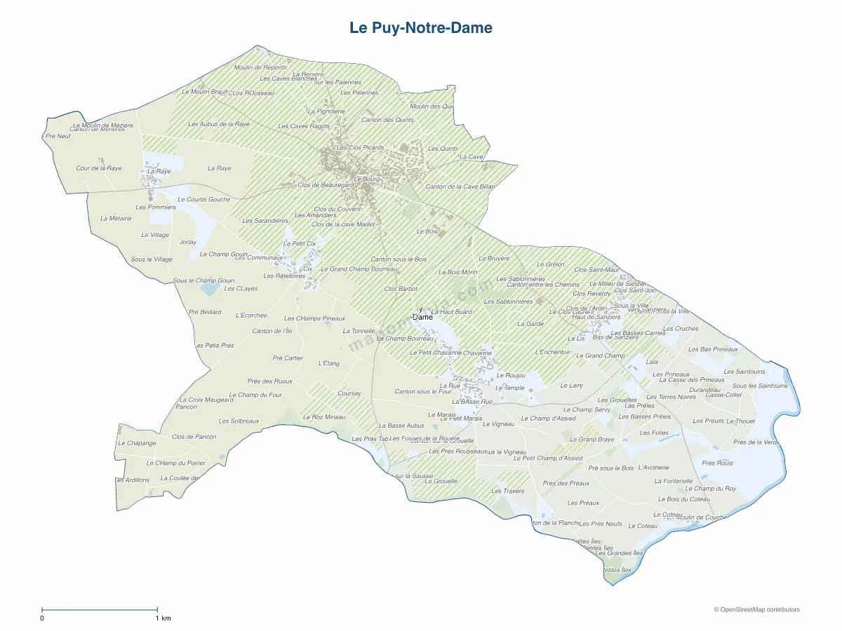 Carte de Le Puy-Notre-Dame à personnaliser