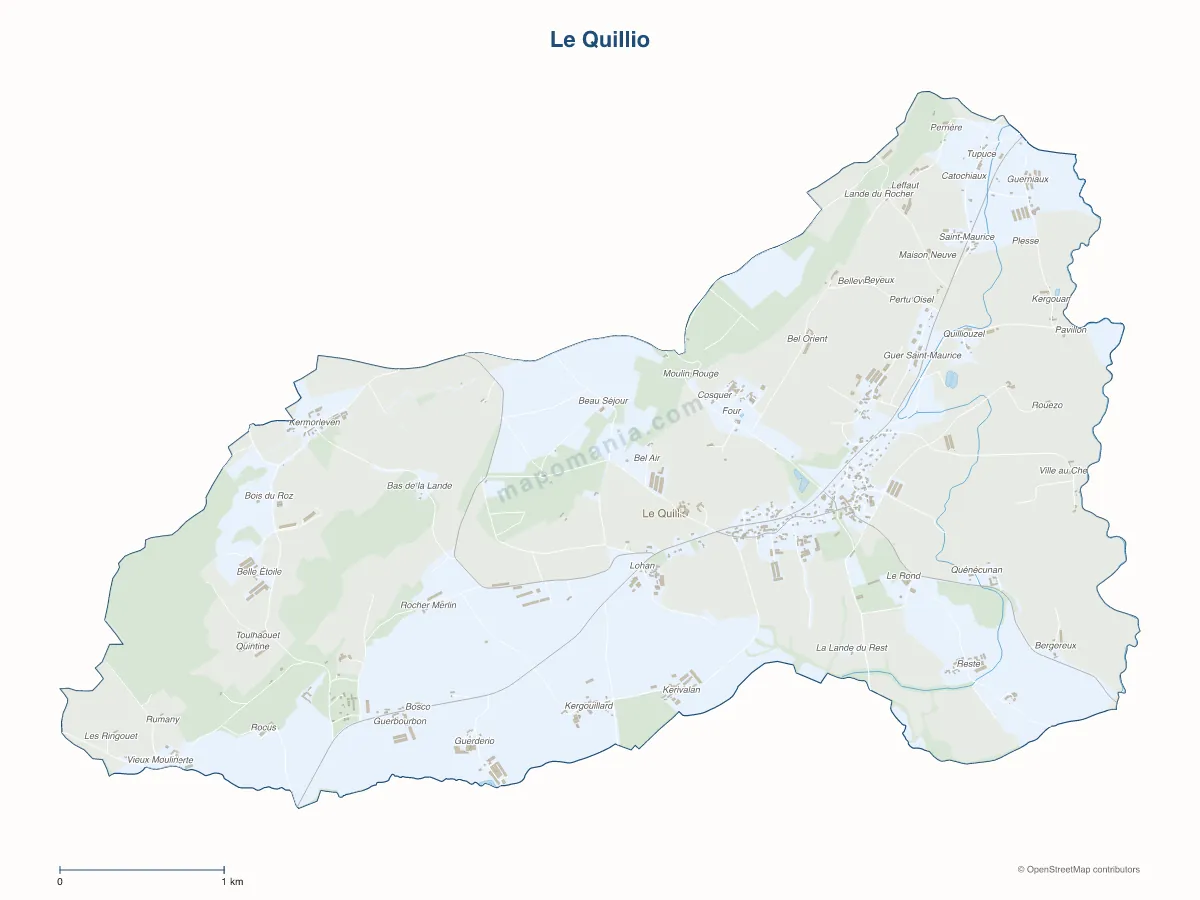Carte de Le Quillio à personnaliser