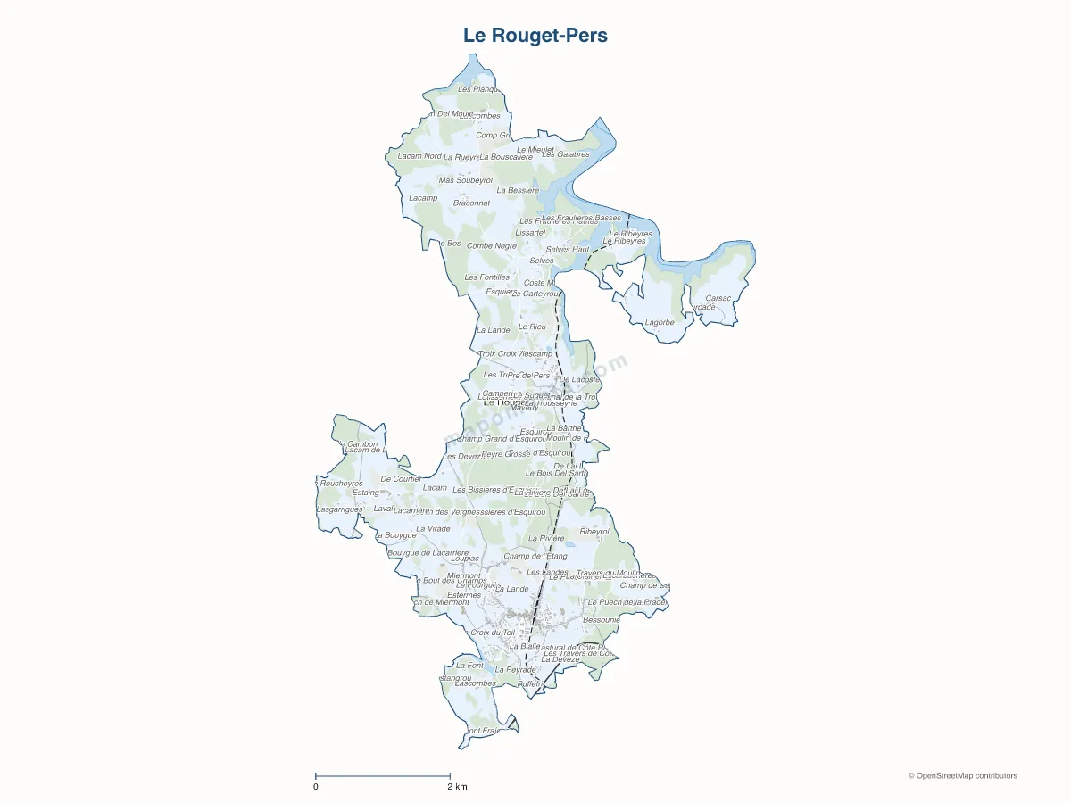 Carte de Le Rouget-Pers à personnaliser