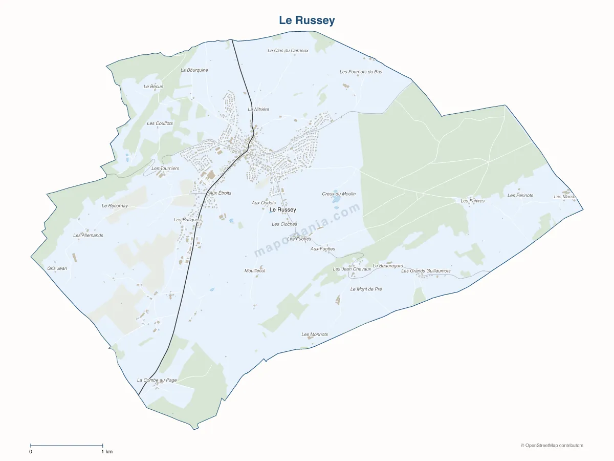 Carte de Le Russey à personnaliser