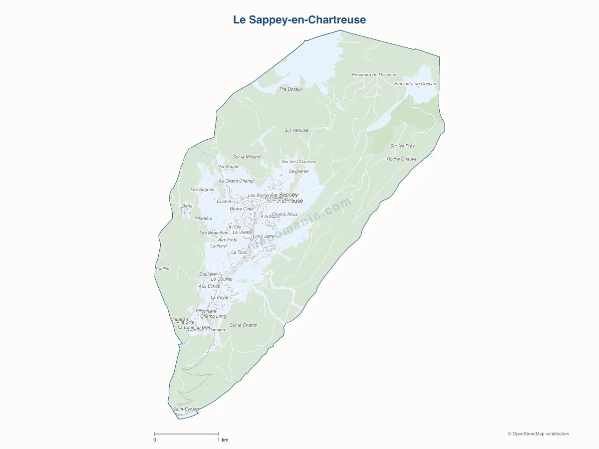 Carte de Le Sappey-en-Chartreuse à personnaliser