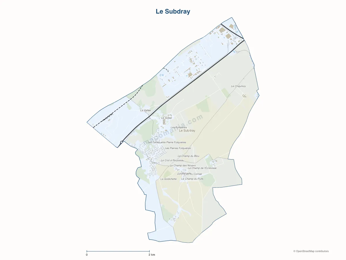 Carte de Le Subdray à personnaliser