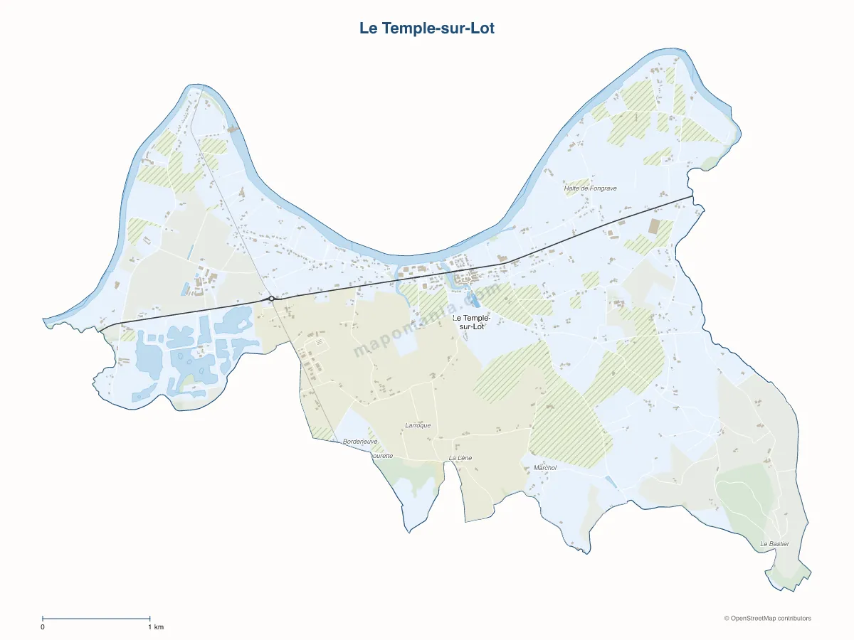 Carte de Le Temple-sur-Lot à personnaliser