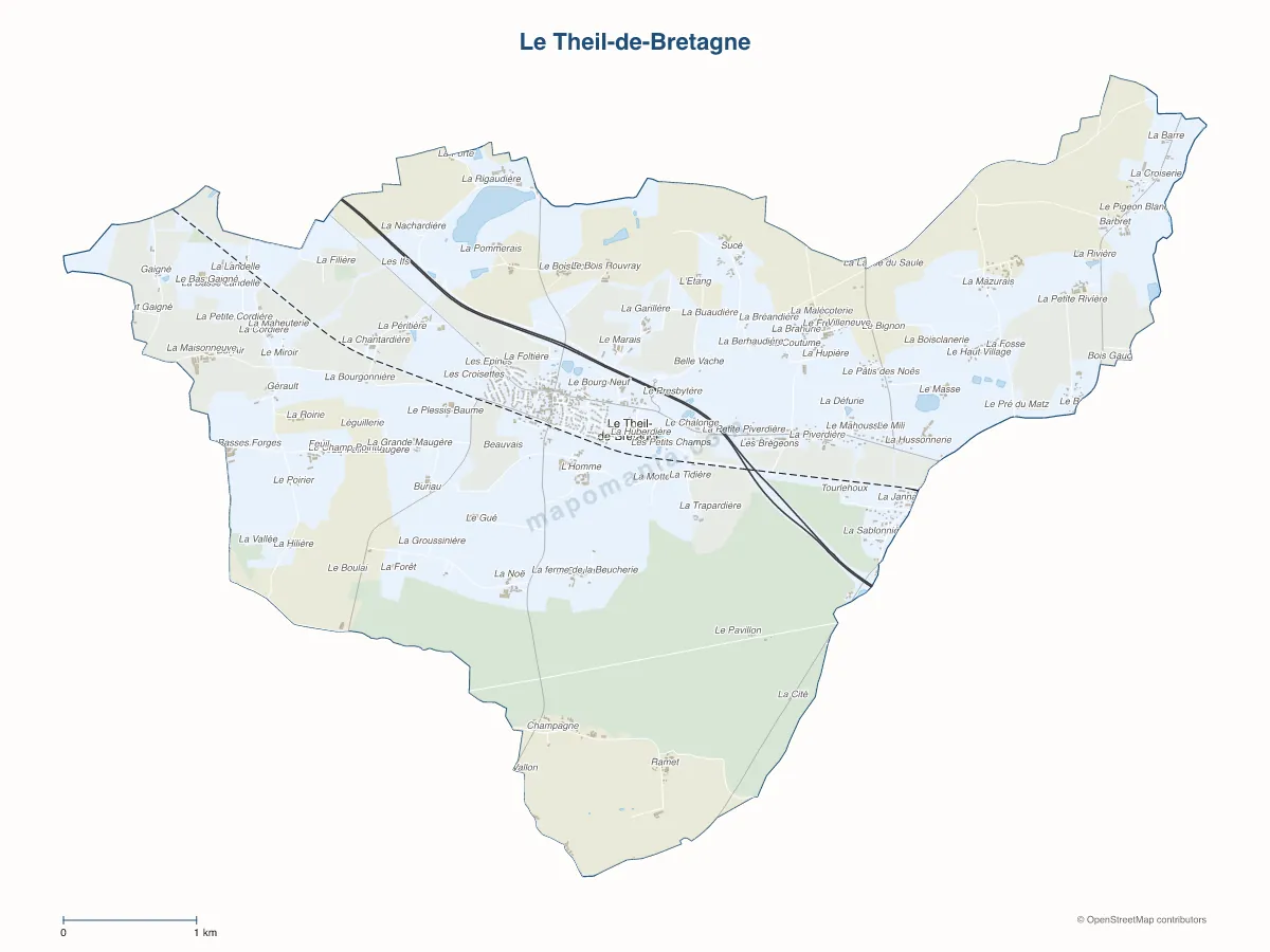 Carte de Le Theil-de-Bretagne à personnaliser