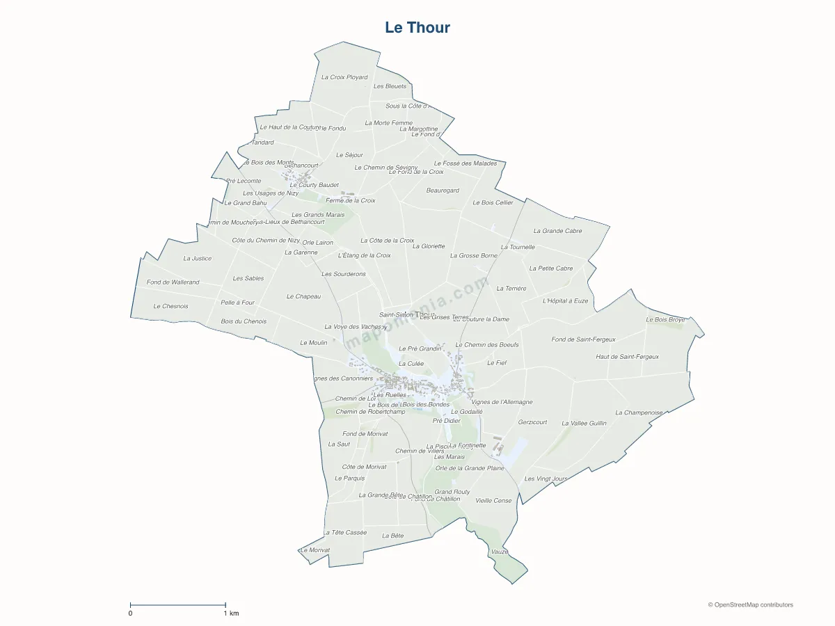 Carte de Le Thour à personnaliser