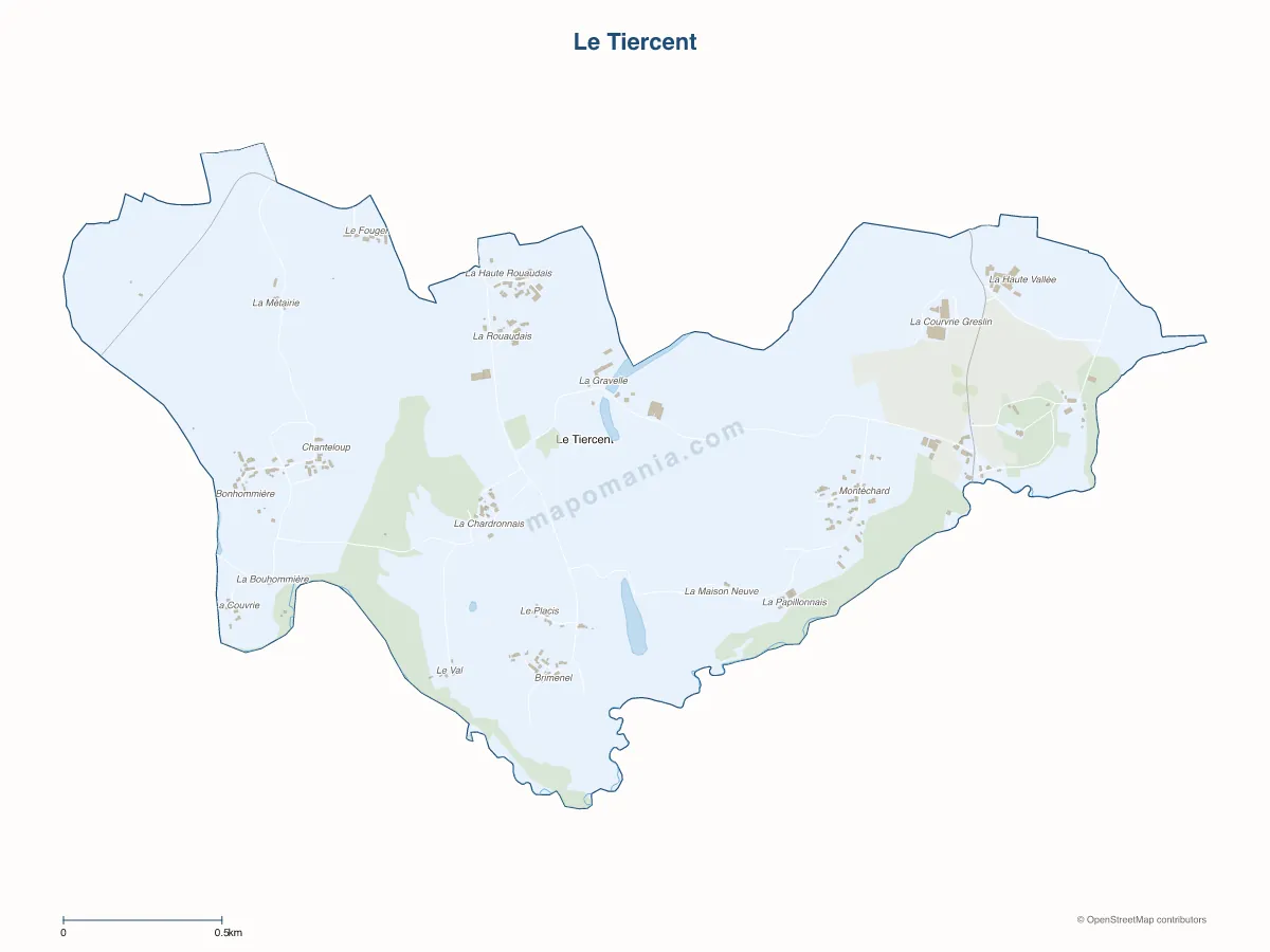 Carte de Le Tiercent à personnaliser