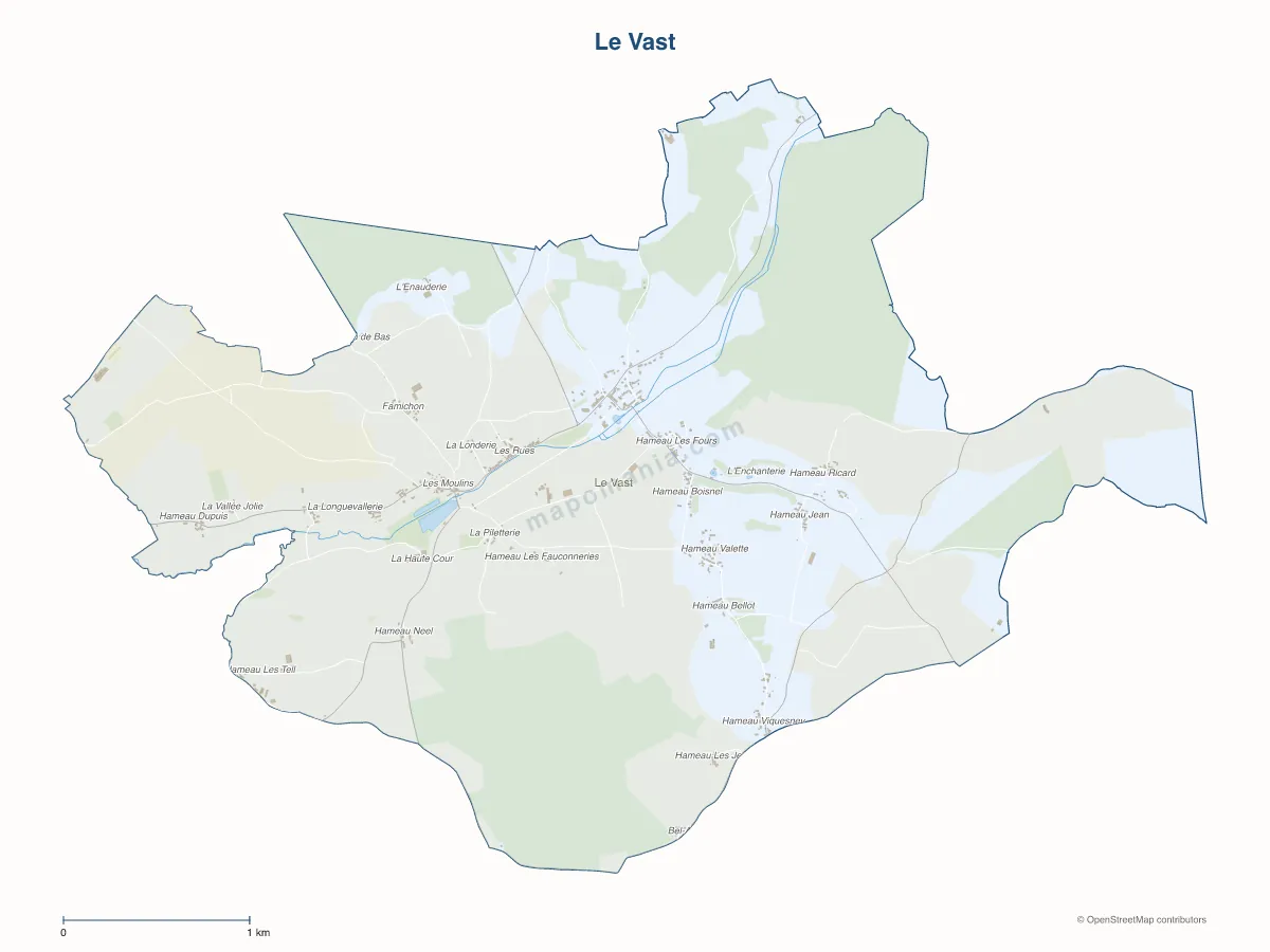 Carte de Le Vast à personnaliser