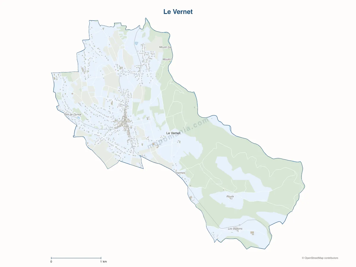 Carte de Le Vernet à personnaliser