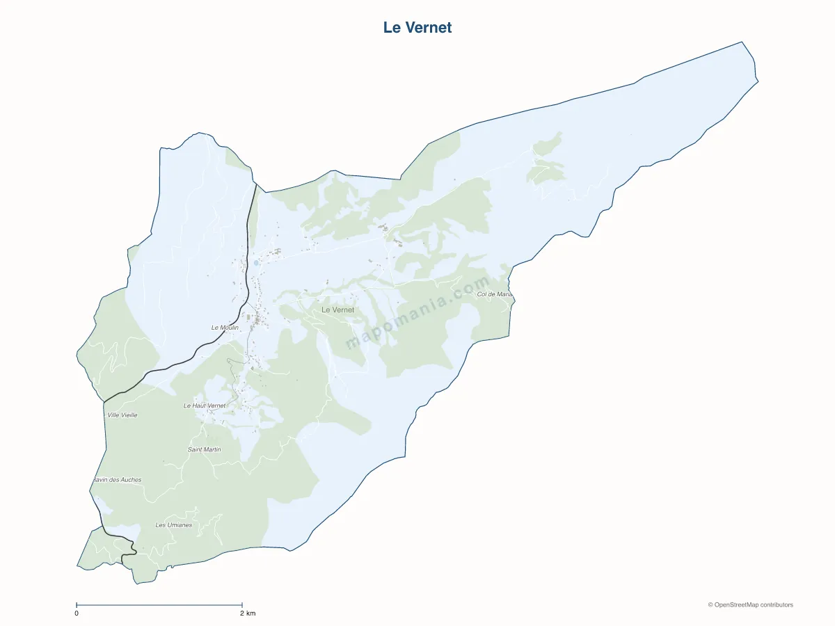 Carte de Le Vernet à personnaliser
