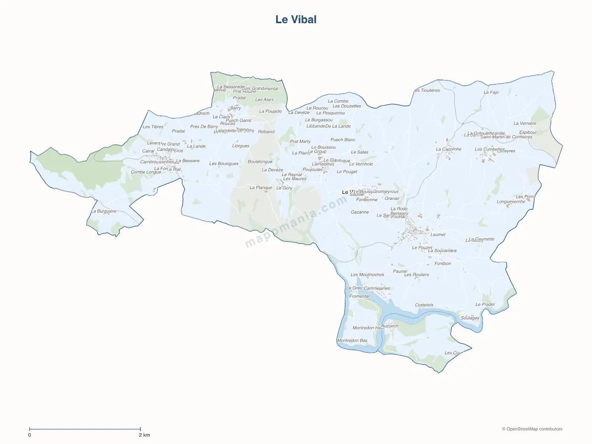 Carte de Le Vibal à personnaliser