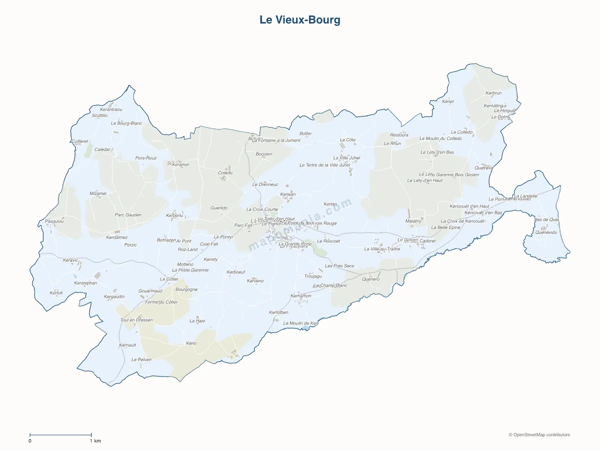 Carte de Le Vieux-Bourg à personnaliser