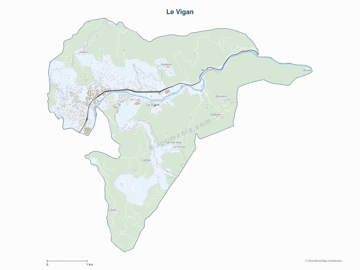 Carte de Le Vigan à personnaliser