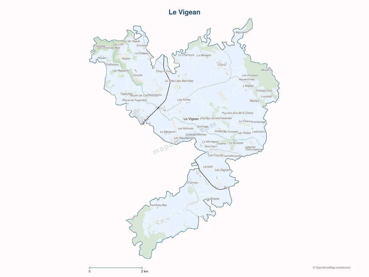 Carte de Le Vigean à personnaliser