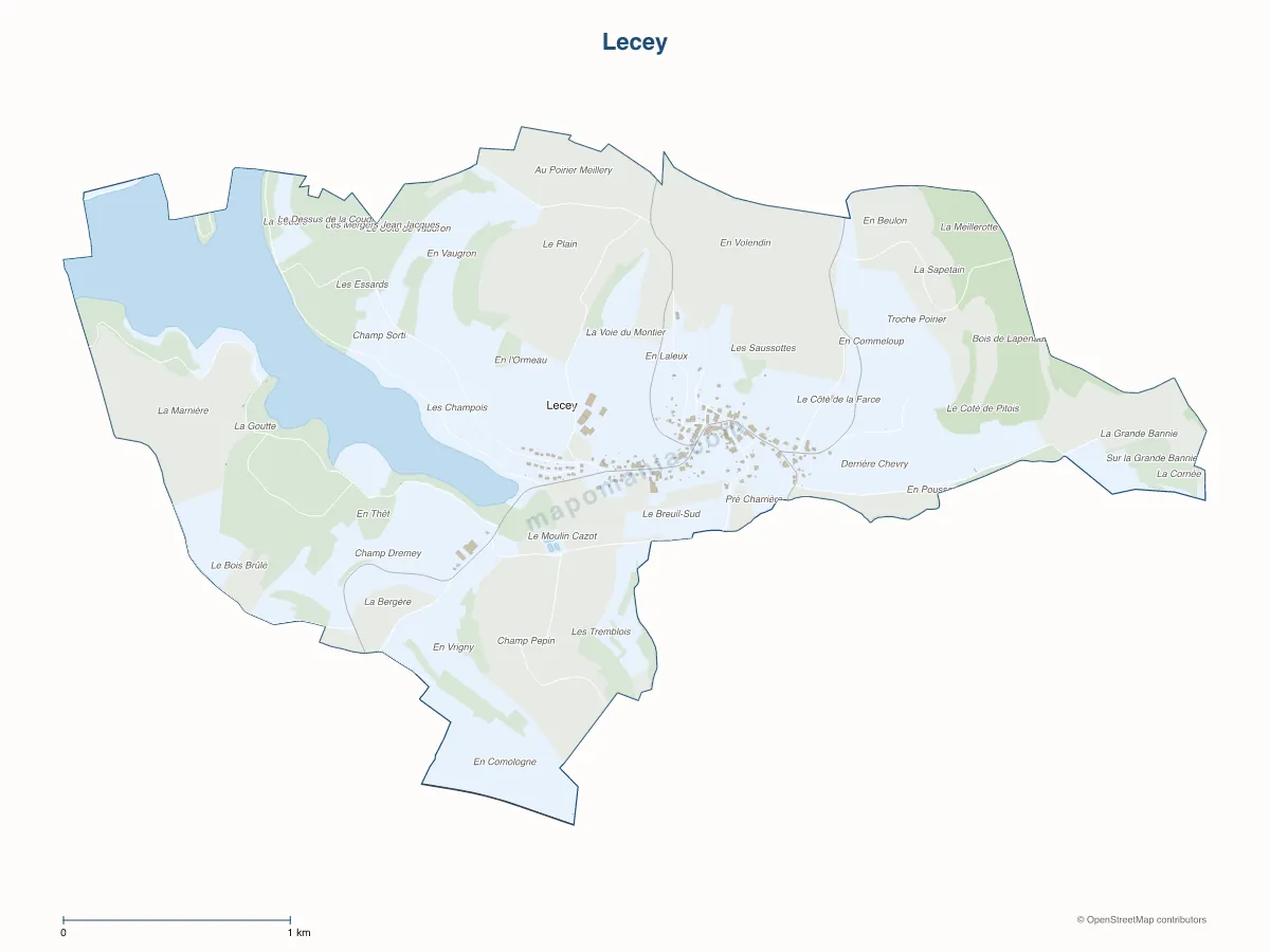 Carte de Lecey à personnaliser