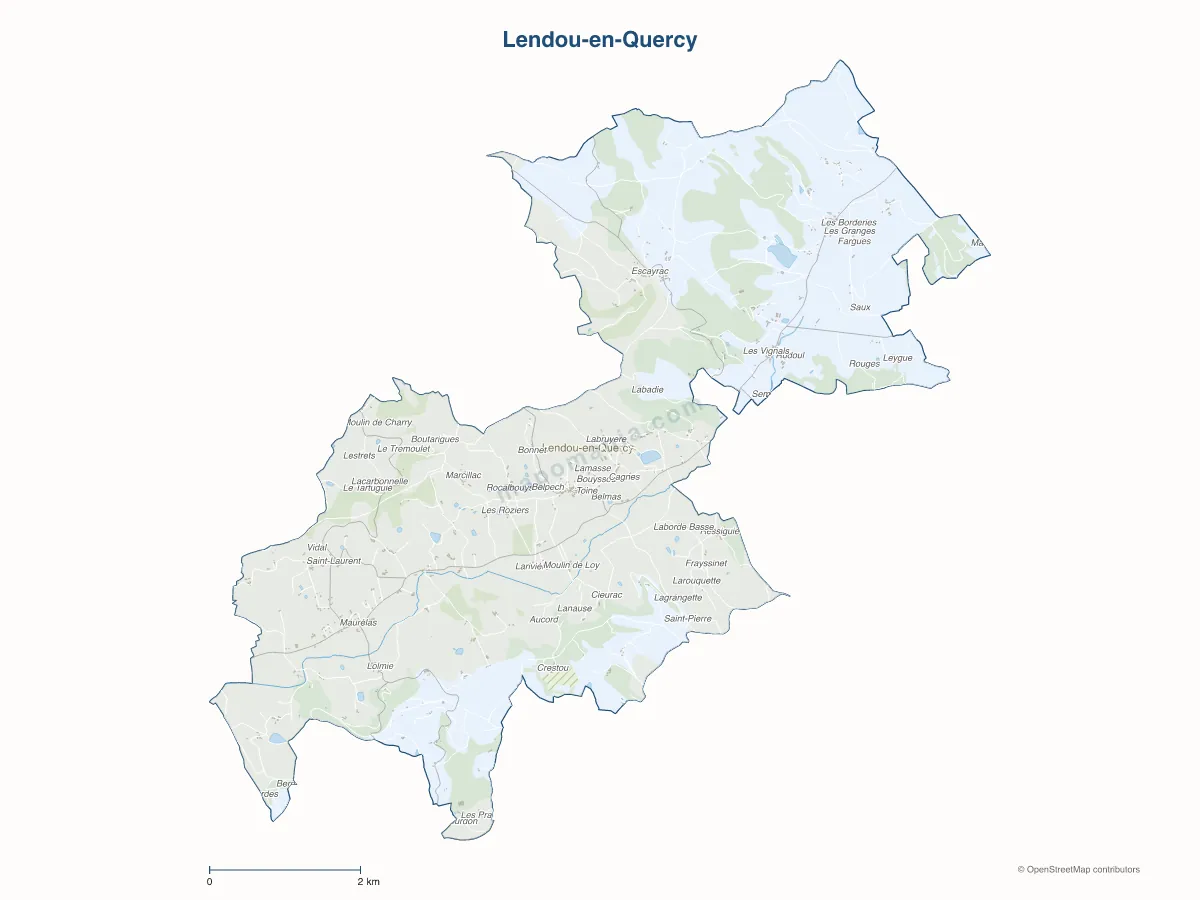 Carte de Lendou-en-Quercy à personnaliser