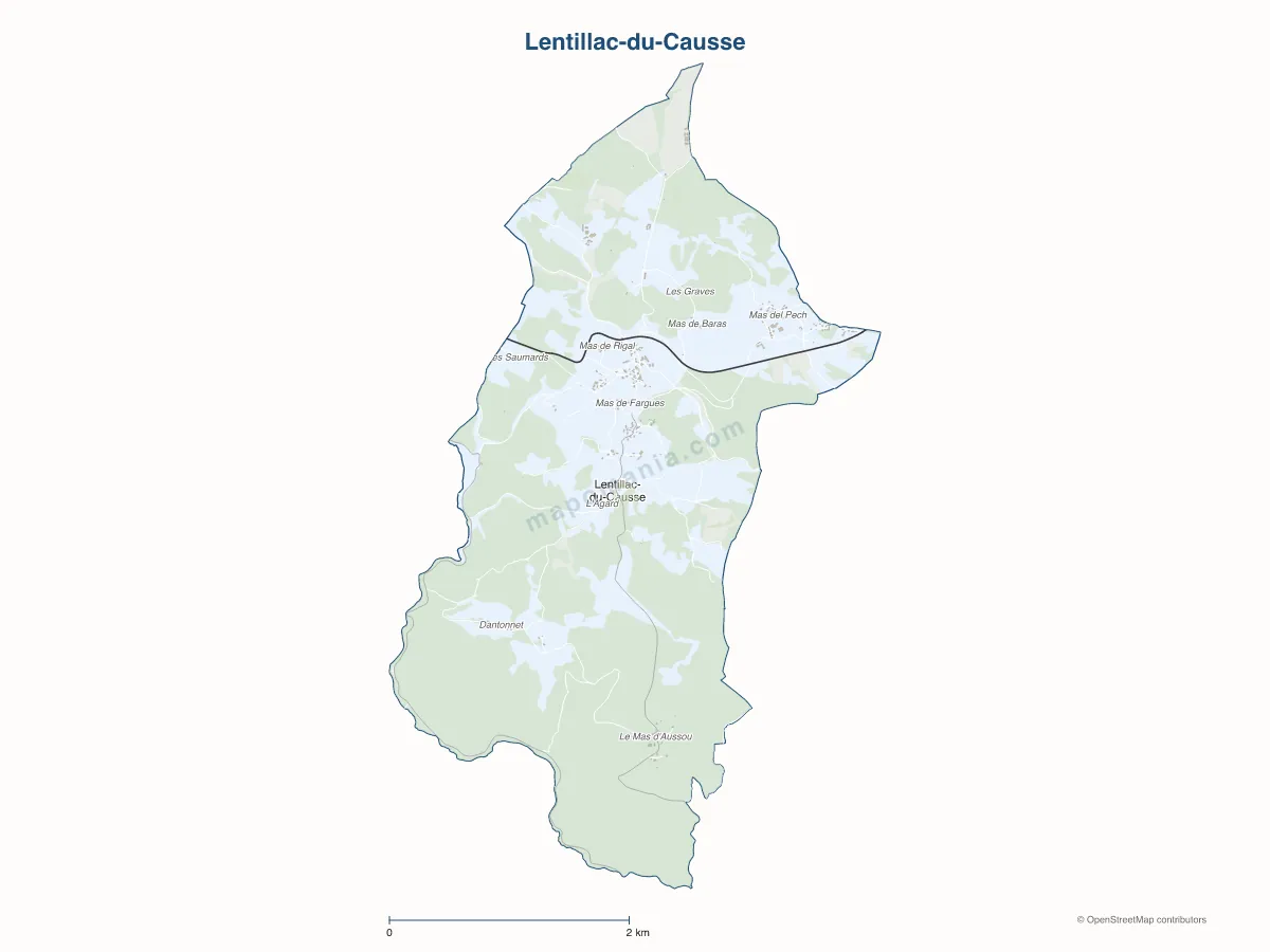 Carte de Lentillac-du-Causse à personnaliser