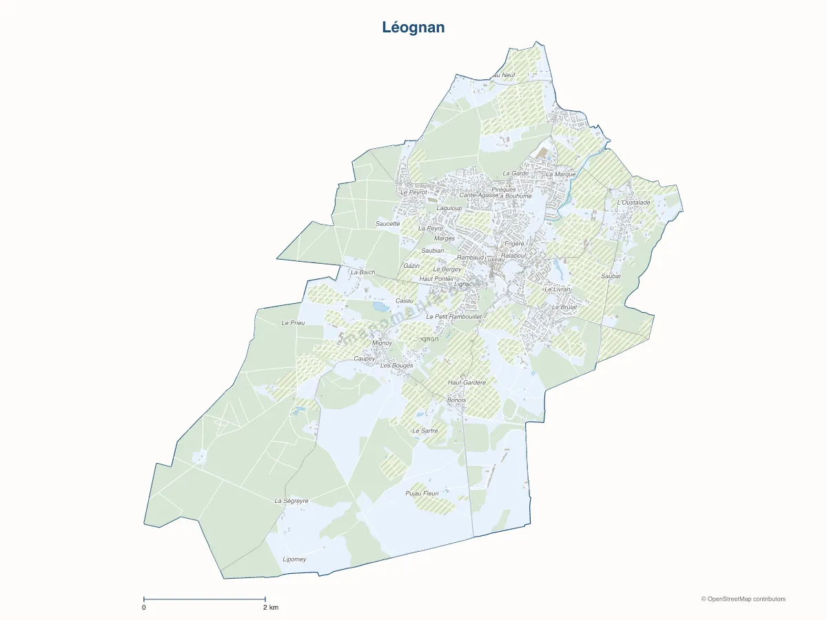 Carte de Léognan à personnaliser