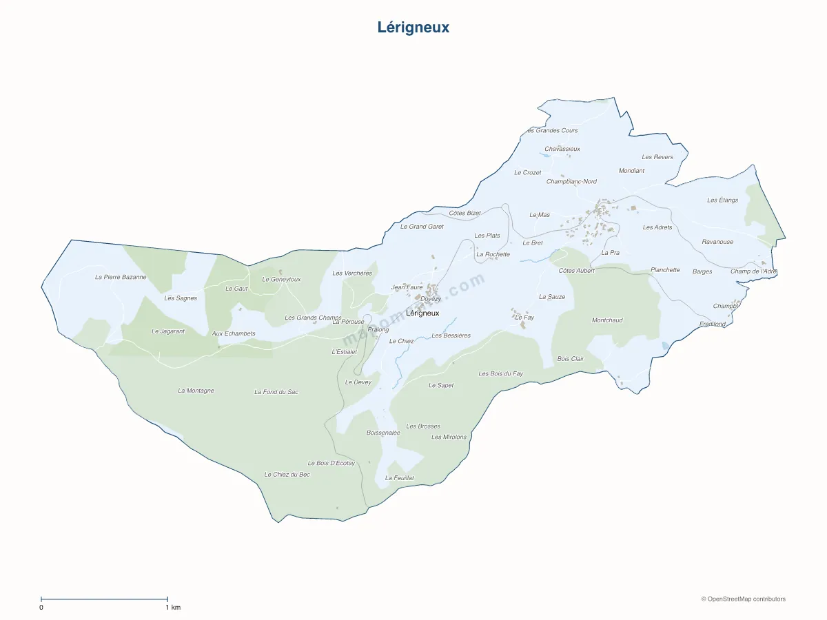 Carte de Lérigneux à personnaliser