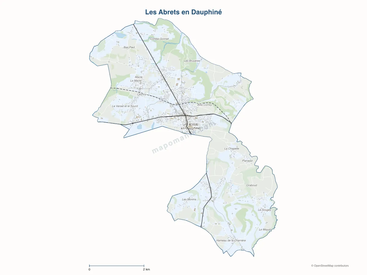 Carte de Les Abrets en Dauphiné à personnaliser