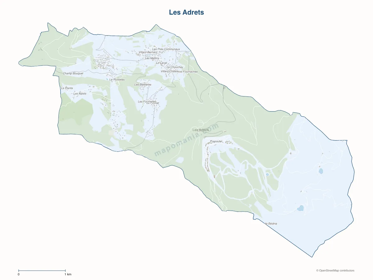 Carte de Les Adrets à personnaliser