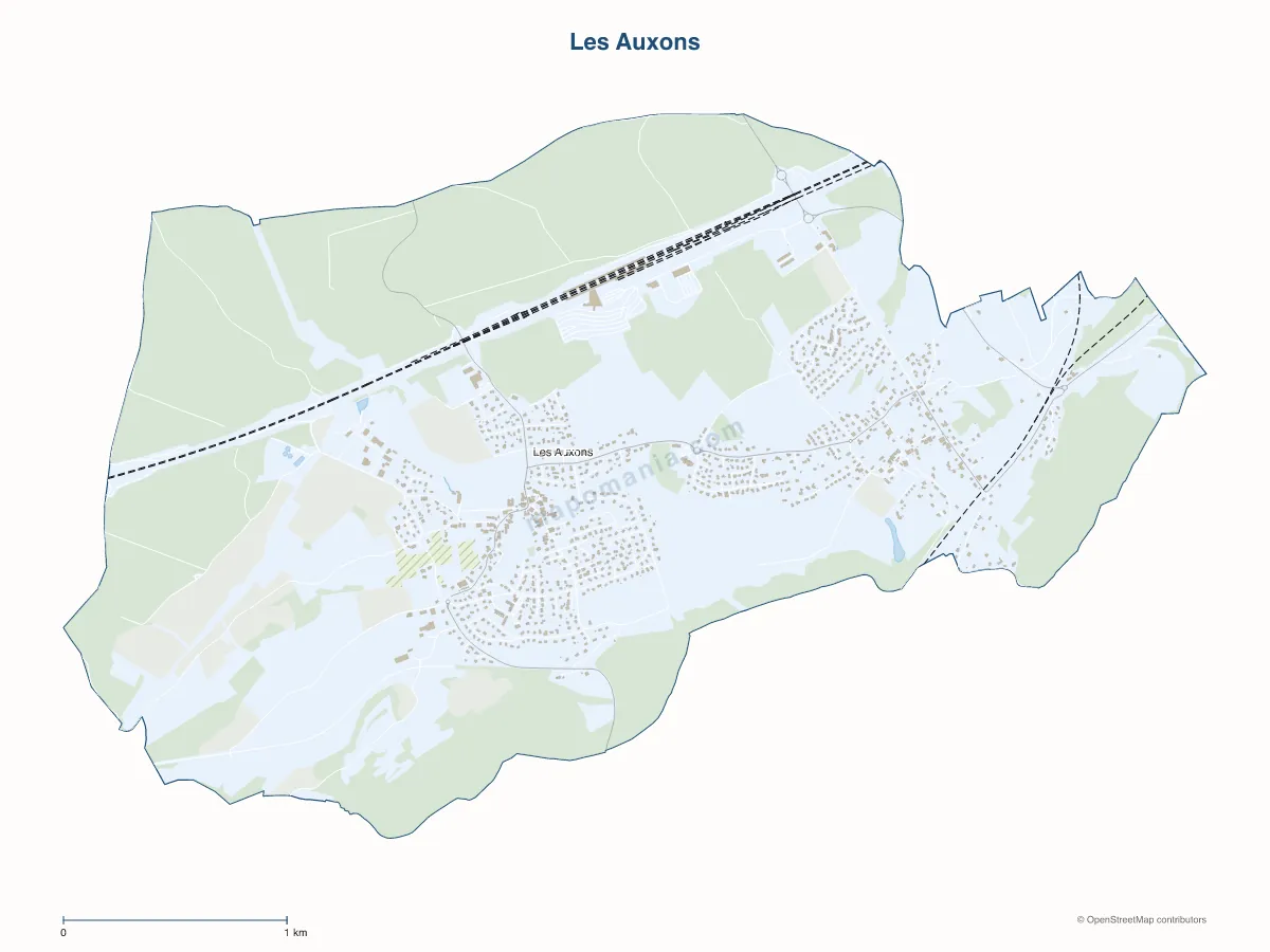 Carte de Les Auxons à personnaliser
