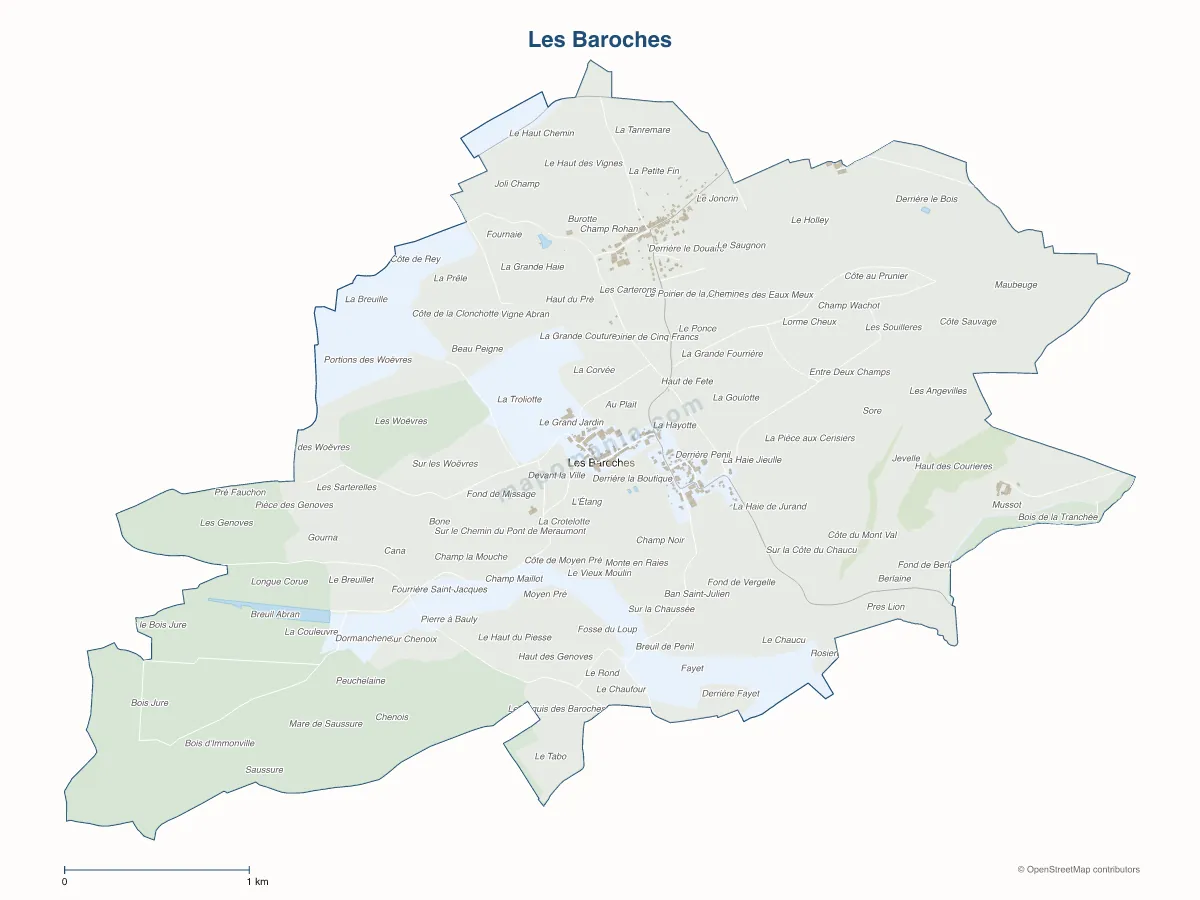 Carte de Les Baroches à personnaliser