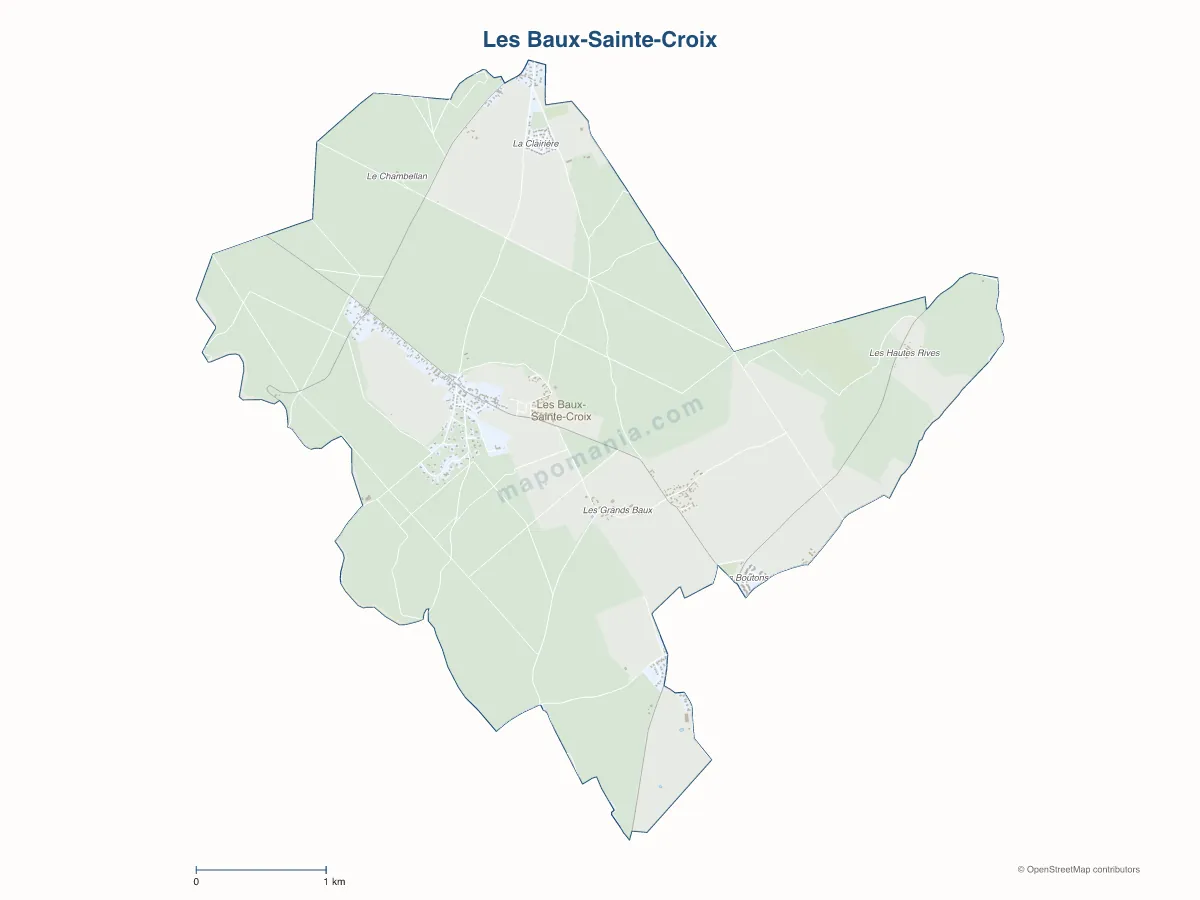 Carte de Les Baux-Sainte-Croix à personnaliser