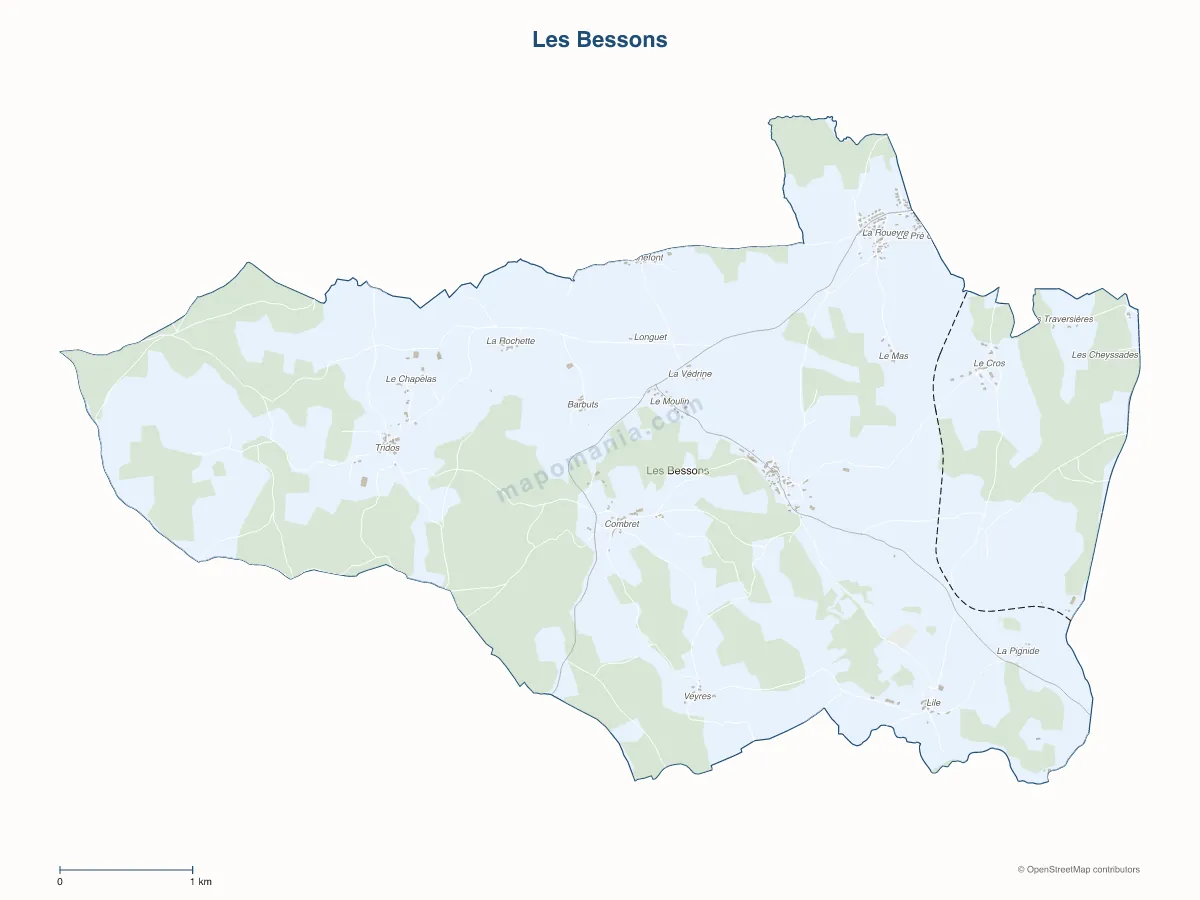 Carte de Les Bessons à personnaliser